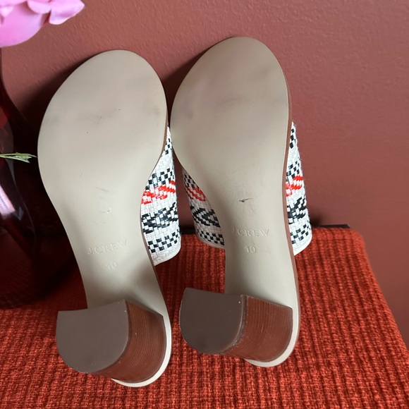 J. Crew Black and White Patterned Mules with Red Accents - Picture 4 of 8